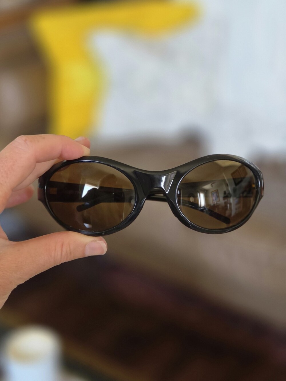 Smith Optics 90s Y2k Black Oval Men's Sunglasses with Yellow Lenses - Mr Clean